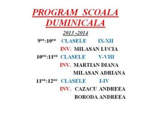 Program scoala duminicală